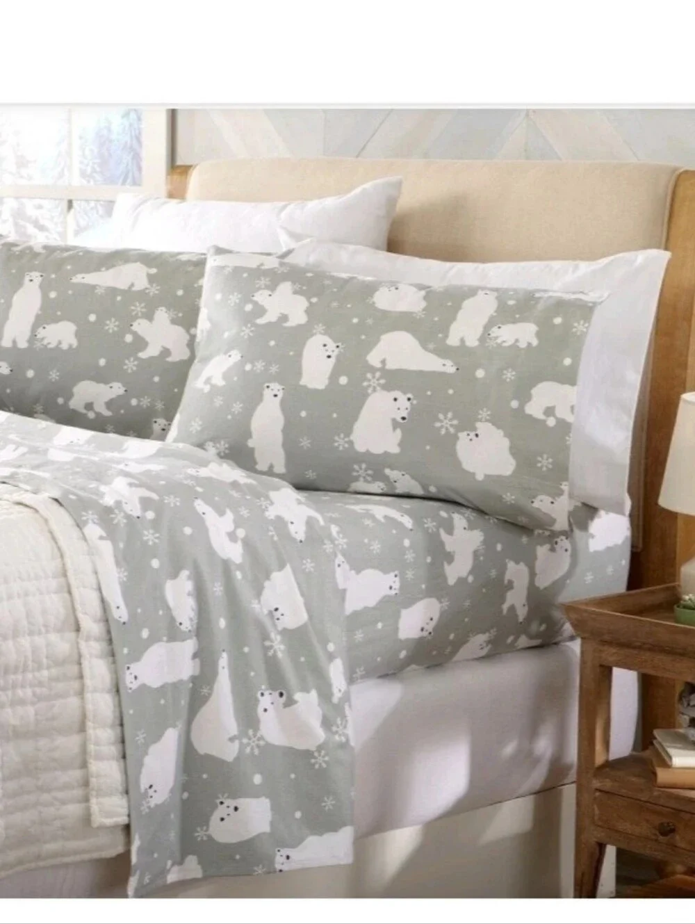 Great Bay Home Heavyweight 100% flannel Full Size sheet set polo bears